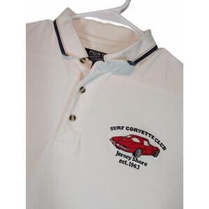 Port Authority Surf Corvette Club Jersey Shore Polo Shirt Mens Large White Pique